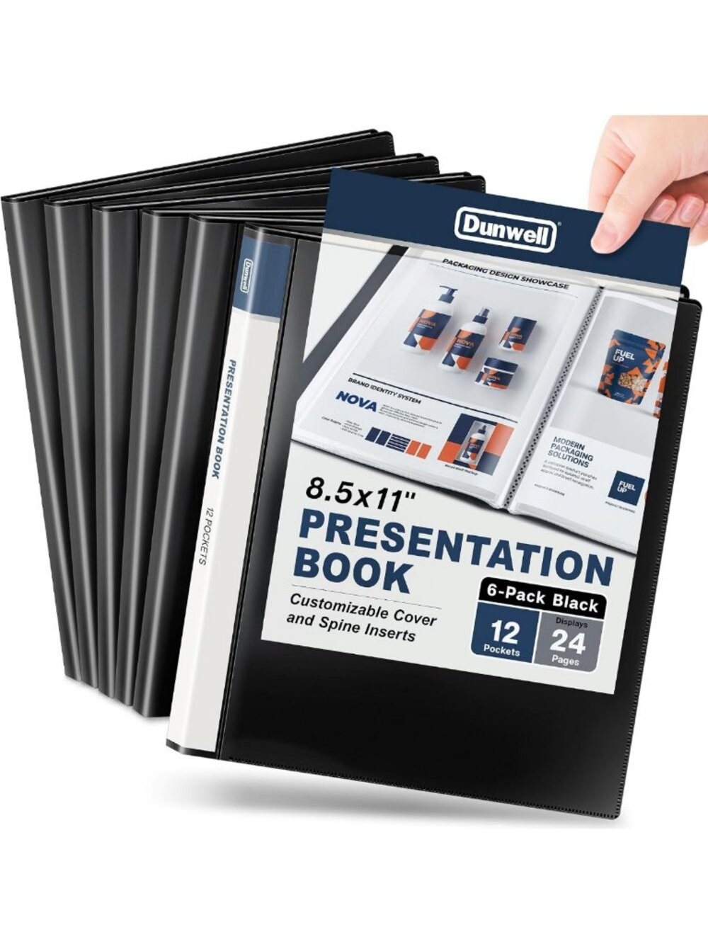 12-Pocket Presentation Binder Set, 8.5x11 Portfolio, 24 Pages, 6-Pack, Organize